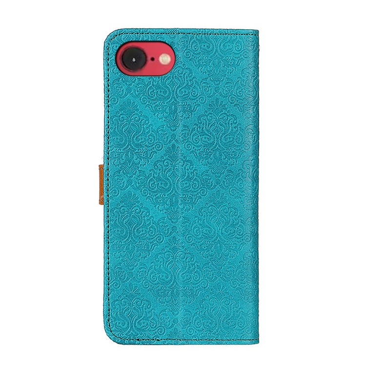 For iPhone 16e European Floral Embossed Leather Phone Case(Blue) - free shipping - PMC TechLife - Order now!