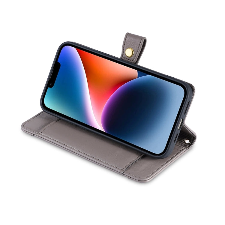 For Sharp Aquos sense8 Sheep Texture Cross-body Zipper Wallet Leather Phone Case(Grey) - More Brand by PMC TechLife | Online Shopping South Africa | PMC TechLife | Buy Now Pay Later Mobicred