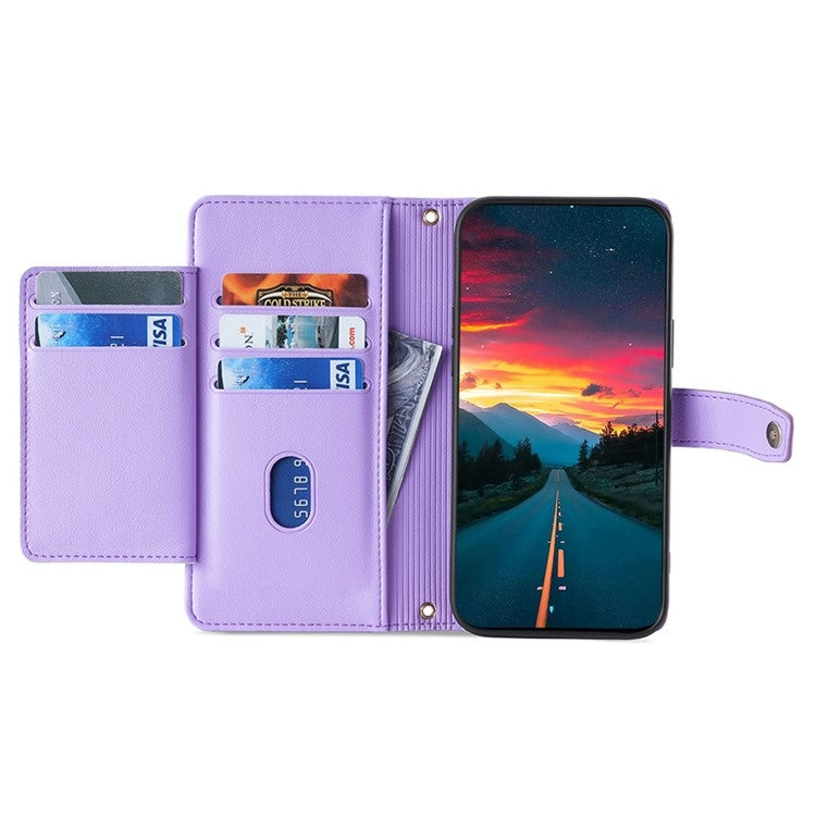 For Sharp Aquos Wish4 Sheep Texture Cross-body Zipper Wallet Leather Phone Case(Purple) - More Brand by PMC TechLife | Online Shopping South Africa | PMC TechLife | Buy Now Pay Later Mobicred