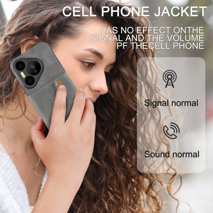 For Huawei Pura 70 Double Buckle Card Slots Magnetic Phone Case(Grey) - free shipping - PMC Jewellery - Order now!
