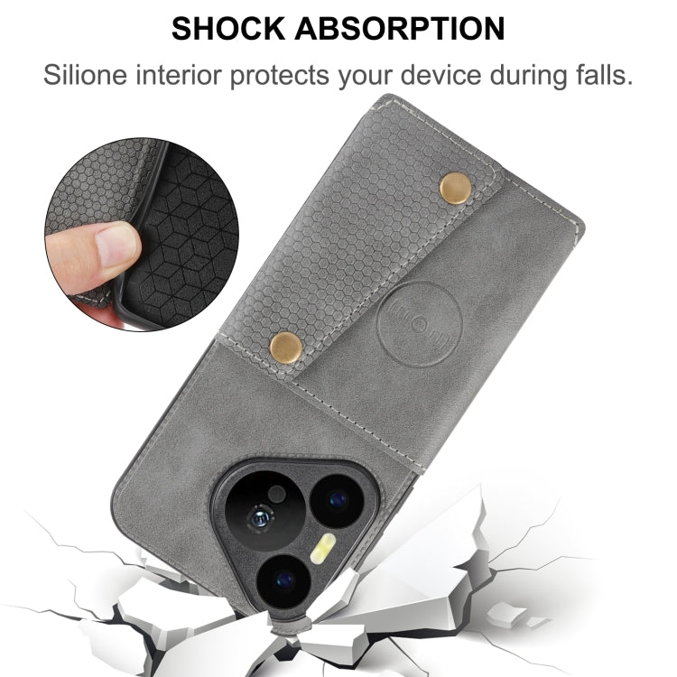 For Huawei Pura 70 Double Buckle Card Slots Magnetic Phone Case(Grey) - free shipping - PMC Jewellery - Order now!