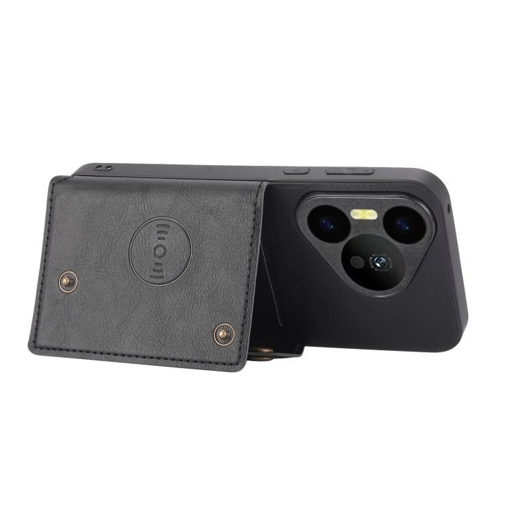 For Huawei Pura 70 Pro Double Buckle Card Slots Magnetic Phone Case(Black) - Huawei Cases by PMC TechLife | Online Shopping South Africa | PMC TechLife | Buy Now Pay Later Mobicred