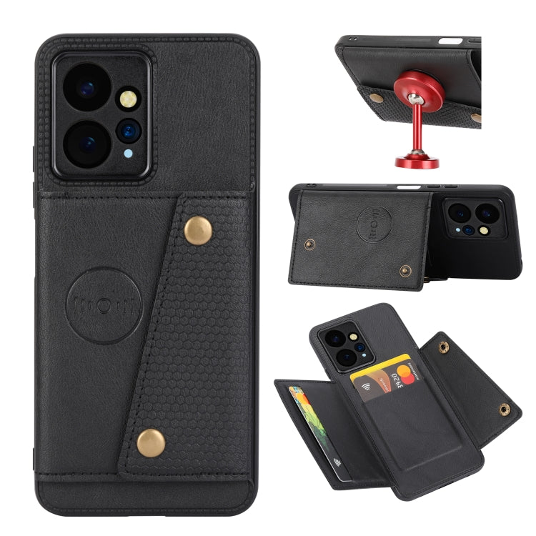 For Xiaomi Redmi Note 12 4G Global Double Buckle Card Slots Magnetic Phone Case(Black) - Xiaomi Cases by PMC TechLife | Online Shopping South Africa | PMC TechLife | Buy Now Pay Later Mobicred