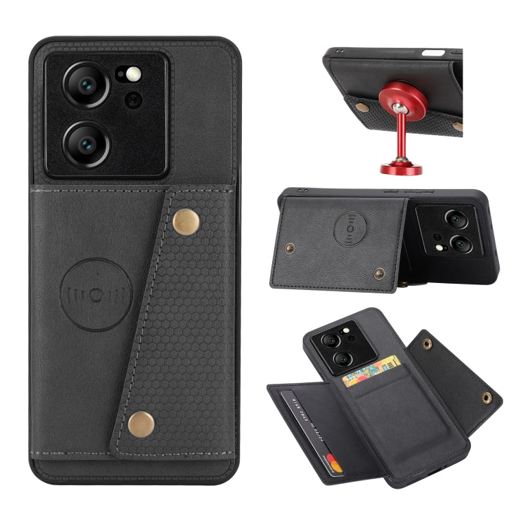 For Xiaomi 13T / Redmi K60 Ultra Double Buckle Card Slots Magnetic Phone Case(Black) - Xiaomi Cases by PMC TechLife | Online Shopping South Africa | PMC TechLife | Buy Now Pay Later Mobicred