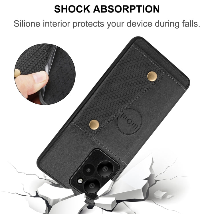 For Xiaomi Redmi Note 12R /Redmi 12 5G Double Buckle Card Slots Magnetic Phone Case(Brown) - Xiaomi Cases by PMC TechLife | Online Shopping South Africa | PMC TechLife | Buy Now Pay Later Mobicred