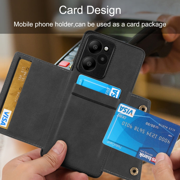 For Xiaomi Redmi Note 12R /Redmi 12 5G Double Buckle Card Slots Magnetic Phone Case(Brown) - Xiaomi Cases by PMC TechLife | Online Shopping South Africa | PMC TechLife | Buy Now Pay Later Mobicred