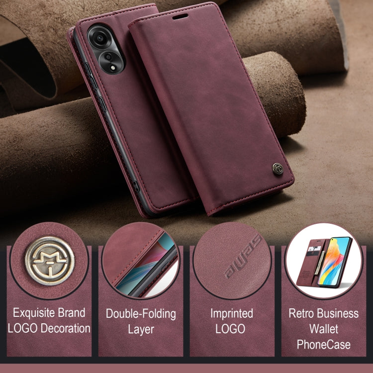 For OPPO A78 4G CaseMe 013 Multifunctional Horizontal Flip Leather Phone Case(Wine Red) - OPPO Cases by CaseMe | Online Shopping South Africa | PMC Jewellery | Buy Now Pay Later Mobicred