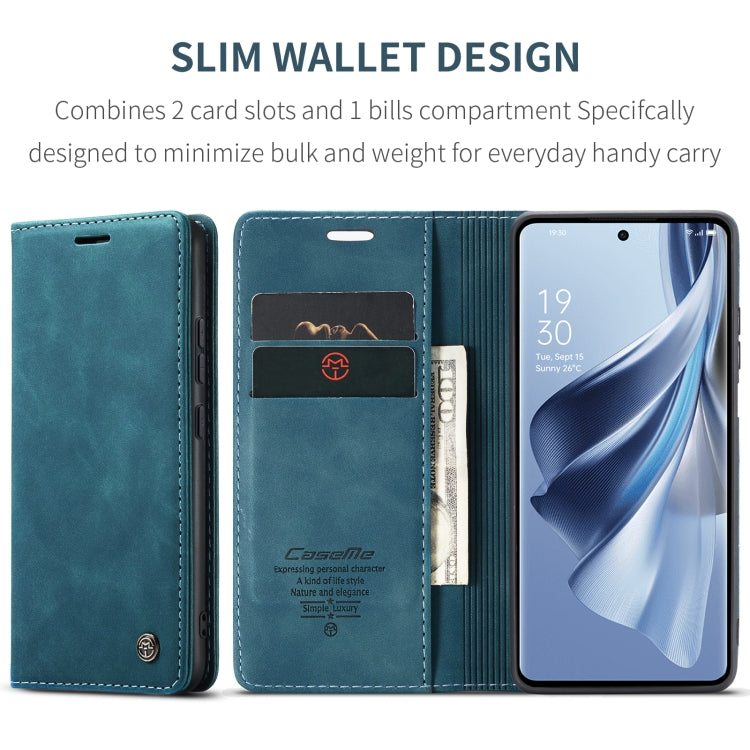 For OPPO Reno10 5G Global／Reno10 Pro Global CaseMe 013 Multifunctional Horizontal Flip Leather Phone Case(Blue) - free shipping - PMC Jewellery - Order now!