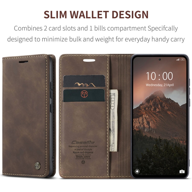 For Xiaomi Redmi Note 13 4G CaseMe 013 Multifunctional Horizontal Flip Leather Phone Case(Coffee) - free shipping - PMC Jewellery - Order now!