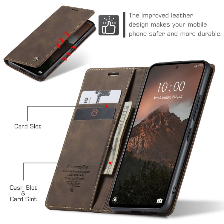 For Xiaomi Redmi Note 13 4G CaseMe 013 Multifunctional Horizontal Flip Leather Phone Case(Coffee) - free shipping - PMC Jewellery - Order now!