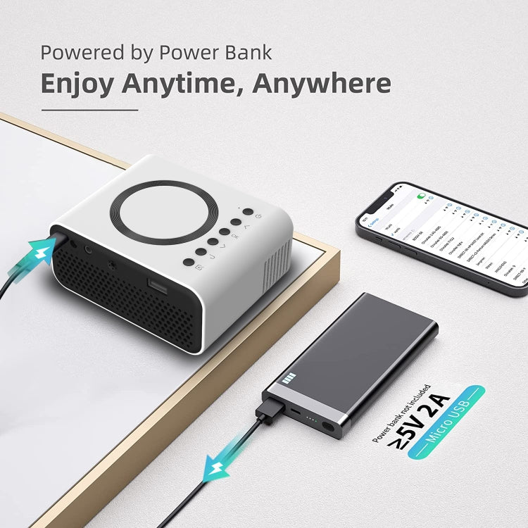 T300S 320x240 24ANSI Lumens Mini LCD Projector Supports Wired & Wireless Same Screen, Specification:EU Plug(White) - Mini Projector by PMC TechLife | Online Shopping South Africa | PMC TechLife | Buy Now Pay Later Mobicred