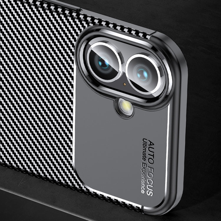 For iPhone 16 Plus Carbon Fiber Texture Shockproof TPU Phone Case(Black) - iPhone 16 Plus Cases by PMC TechLife | Online Shopping South Africa | PMC TechLife | Buy Now Pay Later Mobicred