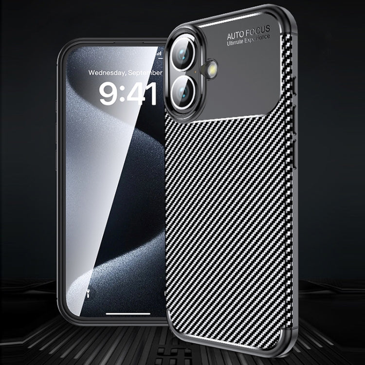 For iPhone 16 Carbon Fiber Texture Shockproof TPU Phone Case(Black) - iPhone 16 Cases by PMC TechLife | Online Shopping South Africa | PMC TechLife | Buy Now Pay Later Mobicred