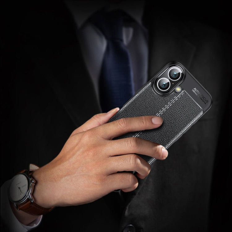 For iPhone 16 Litchi Texture Shockproof TPU Phone Case(Blue) - iPhone 16 Cases by PMC TechLife | Online Shopping South Africa | PMC TechLife | Buy Now Pay Later Mobicred