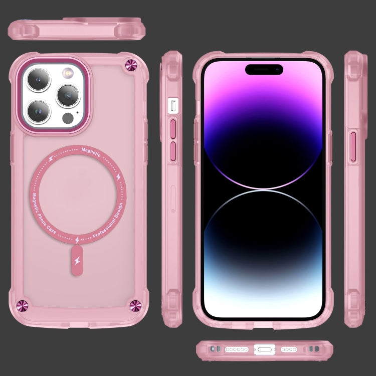 For iPhone 16 Pro Max Skin Feel TPU + PC MagSafe Magnetic Phone Case(Transparent Pink) - iPhone 16 Pro Max Cases by PMC TechLife | Online Shopping South Africa | PMC TechLife | Buy Now Pay Later Mobicred