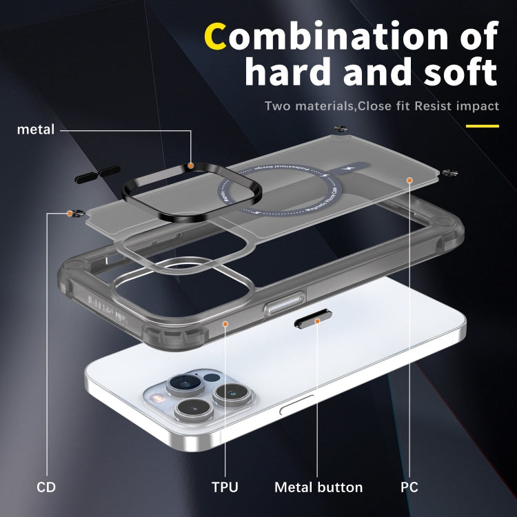 For iPhone 16 Pro Skin Feel TPU + PC MagSafe Magnetic Phone Case(Transparent Black) - iPhone 16 Pro Cases by PMC TechLife | Online Shopping South Africa | PMC TechLife | Buy Now Pay Later Mobicred