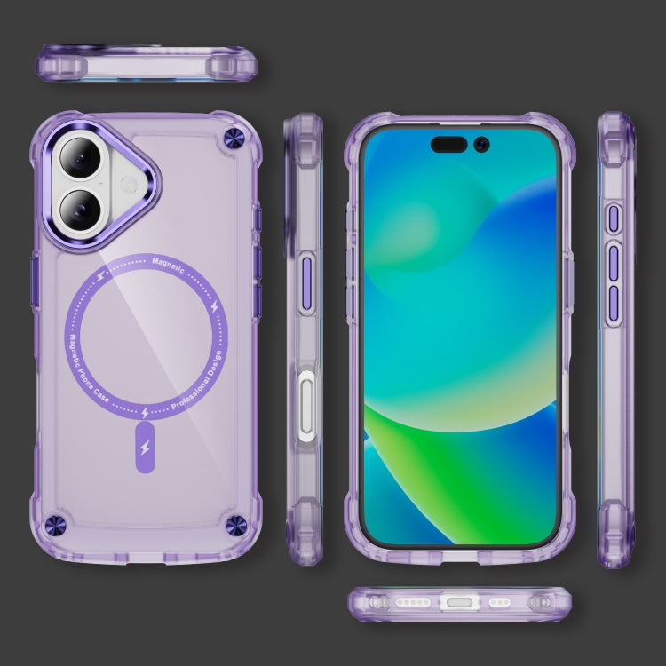 For iPhone 16 Plus Skin Feel TPU + PC MagSafe Magnetic Phone Case(Transparent Purple) - iPhone 16 Plus Cases by PMC TechLife | Online Shopping South Africa | PMC TechLife | Buy Now Pay Later Mobicred