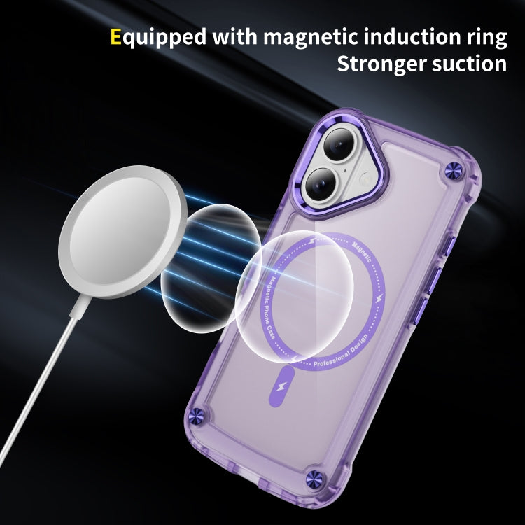 For iPhone 16 Plus Skin Feel TPU + PC MagSafe Magnetic Phone Case(Transparent Purple) - iPhone 16 Plus Cases by PMC TechLife | Online Shopping South Africa | PMC TechLife | Buy Now Pay Later Mobicred