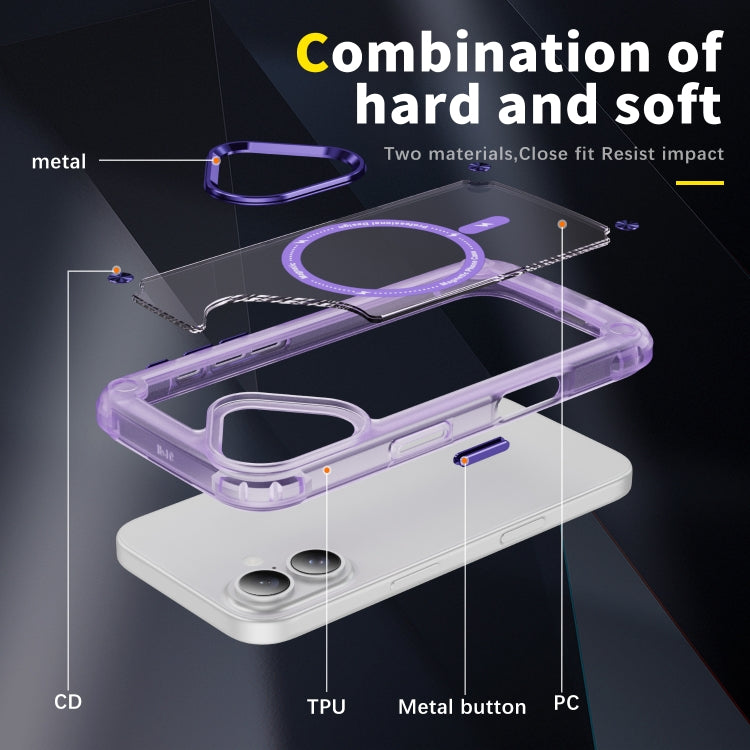 For iPhone 16 Plus Skin Feel TPU + PC MagSafe Magnetic Phone Case(Transparent Purple) - iPhone 16 Plus Cases by PMC TechLife | Online Shopping South Africa | PMC TechLife | Buy Now Pay Later Mobicred