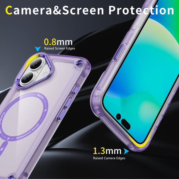 For iPhone 16 Plus Skin Feel TPU + PC MagSafe Magnetic Phone Case(Transparent Purple) - iPhone 16 Plus Cases by PMC TechLife | Online Shopping South Africa | PMC TechLife | Buy Now Pay Later Mobicred