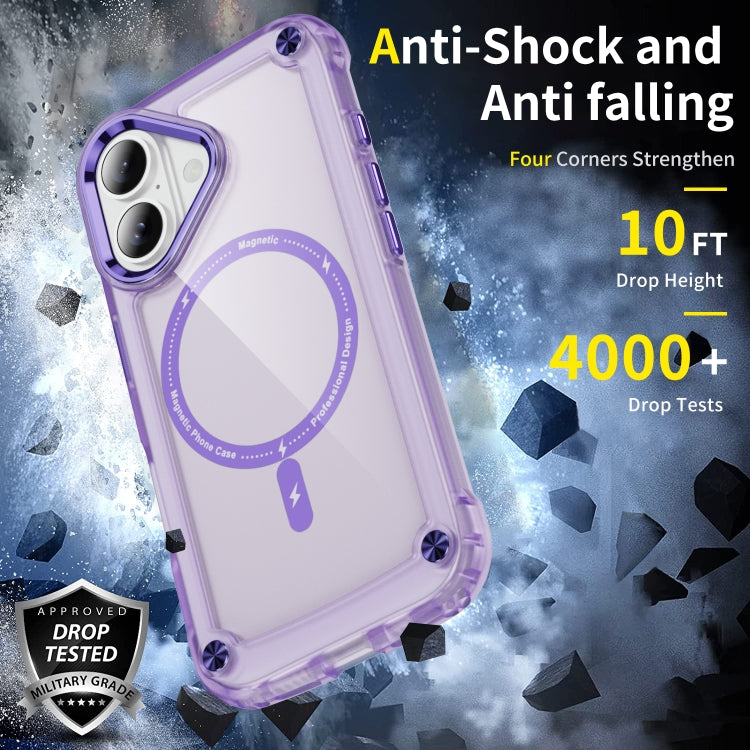 For iPhone 16 Plus Skin Feel TPU + PC MagSafe Magnetic Phone Case(Transparent Purple) - iPhone 16 Plus Cases by PMC TechLife | Online Shopping South Africa | PMC TechLife | Buy Now Pay Later Mobicred