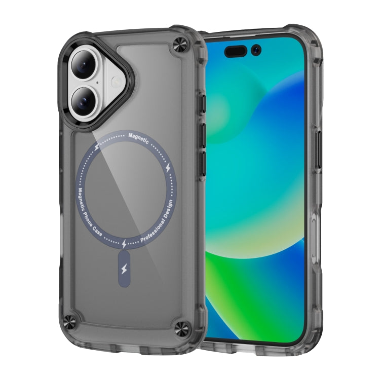 For iPhone 16 Skin Feel TPU + PC MagSafe Magnetic Phone Case(Transparent Black) - iPhone 16 Cases by PMC TechLife | Online Shopping South Africa | PMC TechLife | Buy Now Pay Later Mobicred