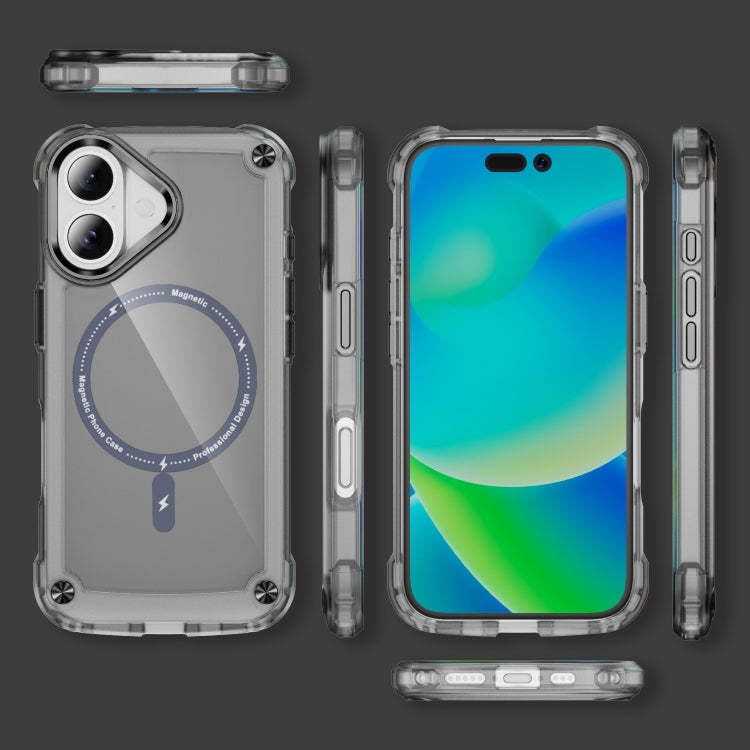 For iPhone 16 Skin Feel TPU + PC MagSafe Magnetic Phone Case(Transparent Black) - iPhone 16 Cases by PMC TechLife | Online Shopping South Africa | PMC TechLife | Buy Now Pay Later Mobicred