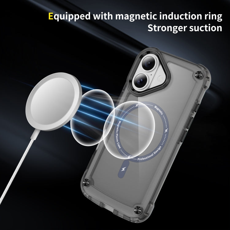 For iPhone 16 Skin Feel TPU + PC MagSafe Magnetic Phone Case(Transparent Black) - iPhone 16 Cases by PMC TechLife | Online Shopping South Africa | PMC TechLife | Buy Now Pay Later Mobicred