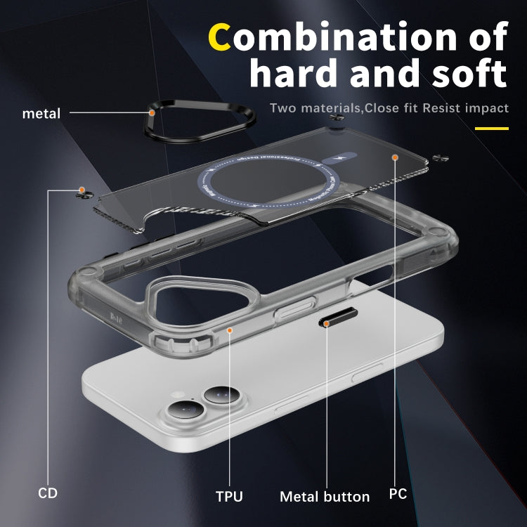 For iPhone 16 Skin Feel TPU + PC MagSafe Magnetic Phone Case(Transparent Black) - iPhone 16 Cases by PMC TechLife | Online Shopping South Africa | PMC TechLife | Buy Now Pay Later Mobicred
