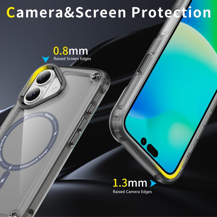 For iPhone 16 Skin Feel TPU + PC MagSafe Magnetic Phone Case(Transparent Black) - iPhone 16 Cases by PMC TechLife | Online Shopping South Africa | PMC TechLife | Buy Now Pay Later Mobicred