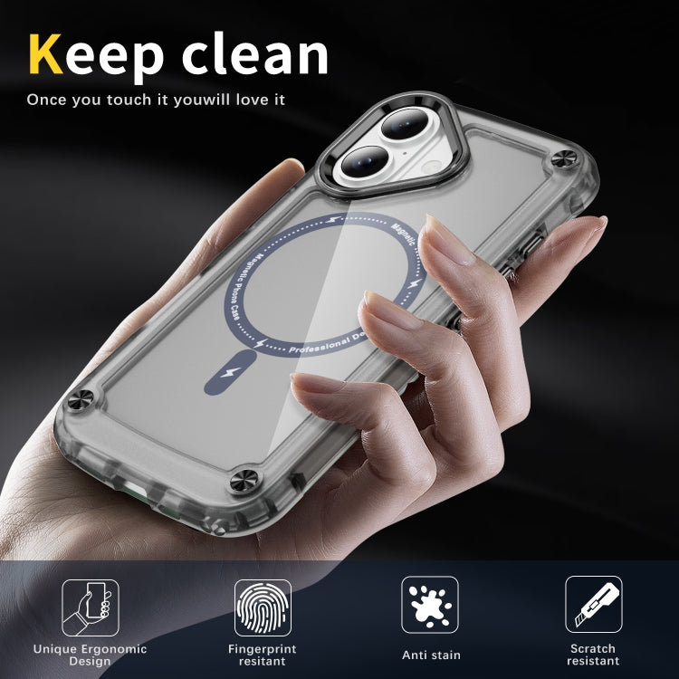 For iPhone 16 Skin Feel TPU + PC MagSafe Magnetic Phone Case(Transparent Black) - iPhone 16 Cases by PMC TechLife | Online Shopping South Africa | PMC TechLife | Buy Now Pay Later Mobicred