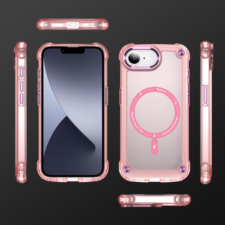 For iPhone 16e Skin Feel TPU + PC MagSafe Magnetic Phone Case(Transparent Pink) - free shipping - PMC TechLife - Order now!