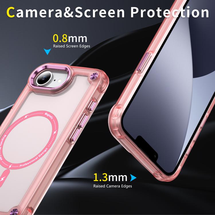 For iPhone 16e Skin Feel TPU + PC MagSafe Magnetic Phone Case(Transparent Pink) - free shipping - PMC TechLife - Order now!