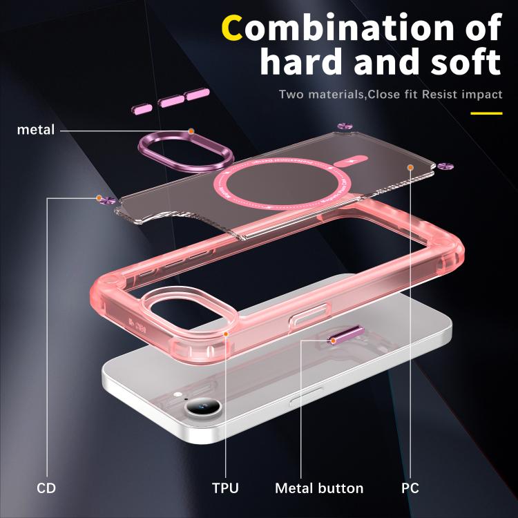 For iPhone 16e Skin Feel TPU + PC MagSafe Magnetic Phone Case(Transparent Pink) - free shipping - PMC TechLife - Order now!