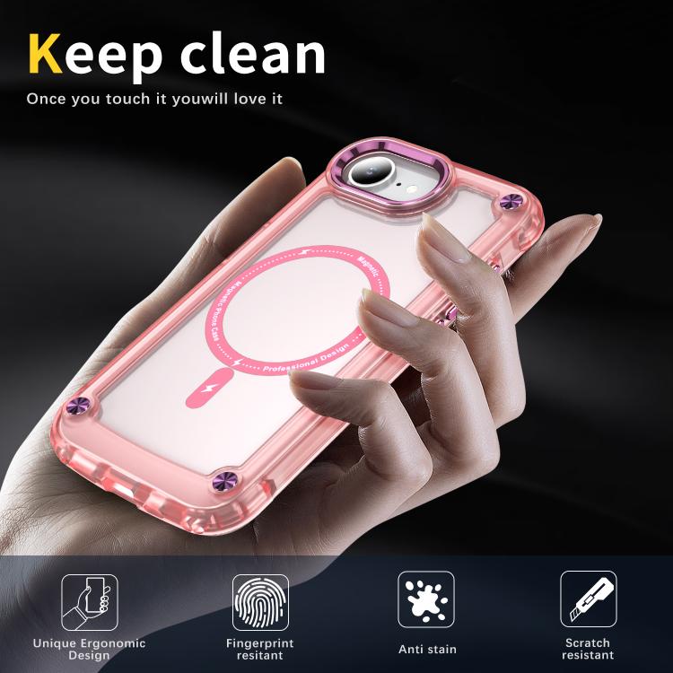 For iPhone 16e Skin Feel TPU + PC MagSafe Magnetic Phone Case(Transparent Pink) - free shipping - PMC TechLife - Order now!