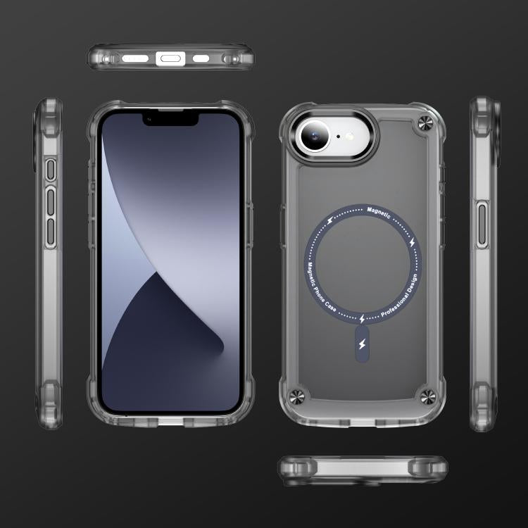 For iPhone 16e Skin Feel TPU + PC MagSafe Magnetic Phone Case(Transparent Black) - free shipping - PMC TechLife - Order now!