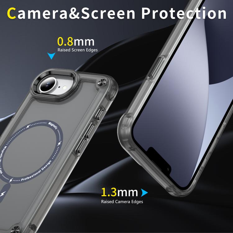 For iPhone 16e Skin Feel TPU + PC MagSafe Magnetic Phone Case(Transparent Black) - free shipping - PMC TechLife - Order now!