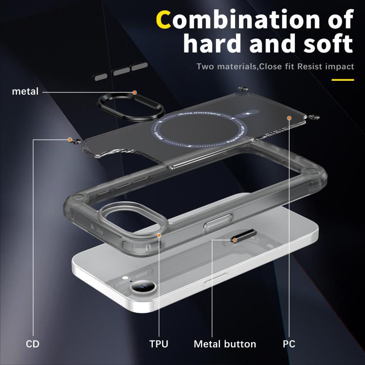 For iPhone 16e Skin Feel TPU + PC MagSafe Magnetic Phone Case(Transparent Black) - free shipping - PMC TechLife - Order now!