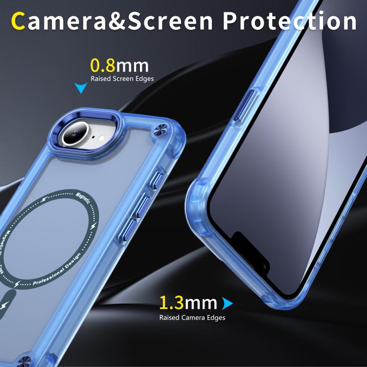 For iPhone 16e Skin Feel TPU + PC MagSafe Magnetic Phone Case(Transparent Blue) - iPhone 16e Cases by PMC TechLife | Online Shopping South Africa | PMC TechLife | Buy Now Pay Later Mobicred