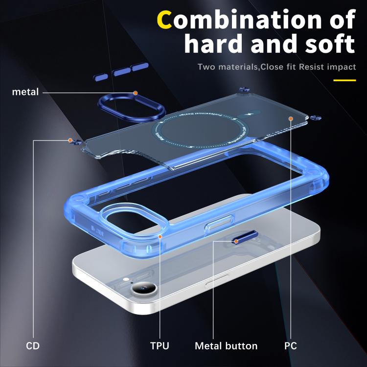 For iPhone 16e Skin Feel TPU + PC MagSafe Magnetic Phone Case(Transparent Blue) - iPhone 16e Cases by PMC TechLife | Online Shopping South Africa | PMC TechLife | Buy Now Pay Later Mobicred