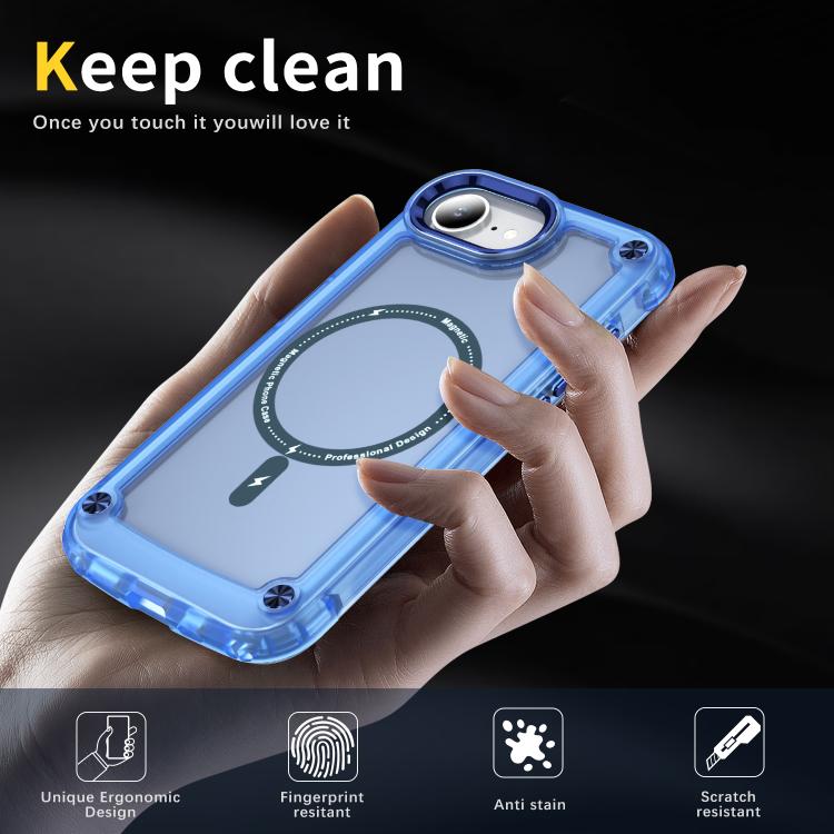 For iPhone 16e Skin Feel TPU + PC MagSafe Magnetic Phone Case(Transparent Blue) - iPhone 16e Cases by PMC TechLife | Online Shopping South Africa | PMC TechLife | Buy Now Pay Later Mobicred