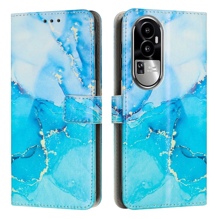For OPPO Reno10 Pro+ Painted Marble Pattern Leather Phone Case(Blue Green) - OPPO Cases by PMC TechLife | Online Shopping South Africa | PMC TechLife | Buy Now Pay Later Mobicred