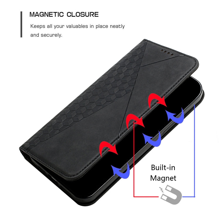 For OPPO A1 5G/A98/F23 5G Diamond Splicing Skin Feel Magnetic Leather Phone Case(Black) - OPPO Cases by PMC TechLife | Online Shopping South Africa | PMC TechLife