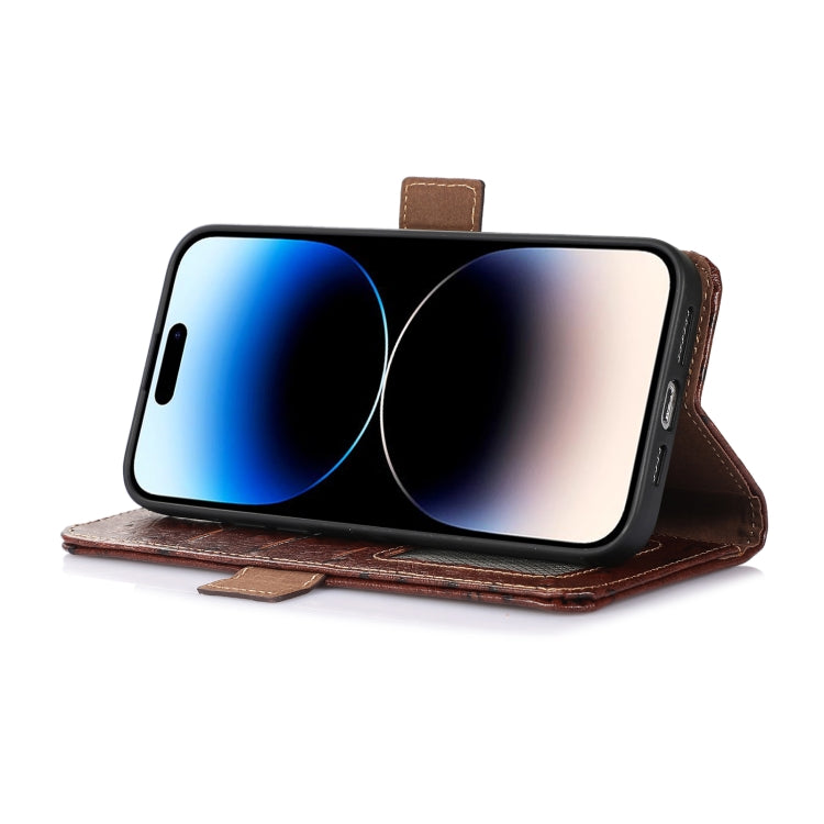 For Motorola Edge 40 Ostrich Pattern Genuine Leather RFID Phone Case(Coffee) - Motorola Cases by PMC TechLife | Online Shopping South Africa | PMC TechLife | Buy Now Pay Later Mobicred