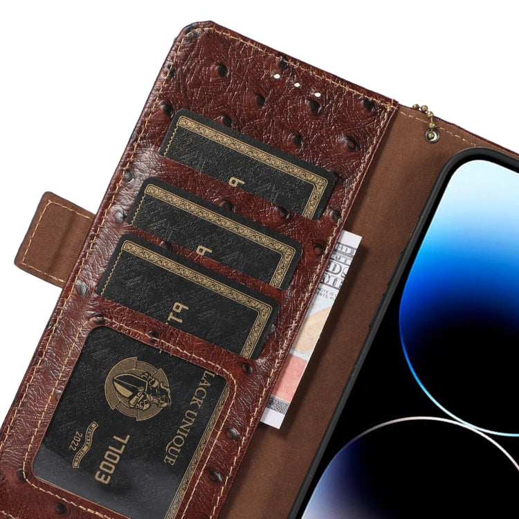 For Nokia XR21 Ostrich Pattern Genuine Leather RFID Phone Case(Coffee) - Nokia Cases by PMC TechLife | Online Shopping South Africa | PMC TechLife | Buy Now Pay Later Mobicred