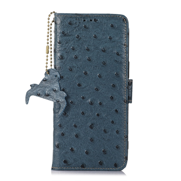 For OnePlus Nord 3 / Ace 2V Ostrich Pattern Genuine Leather RFID Phone Case(Blue) - OnePlus Cases by PMC TechLife | Online Shopping South Africa | PMC TechLife | Buy Now Pay Later Mobicred