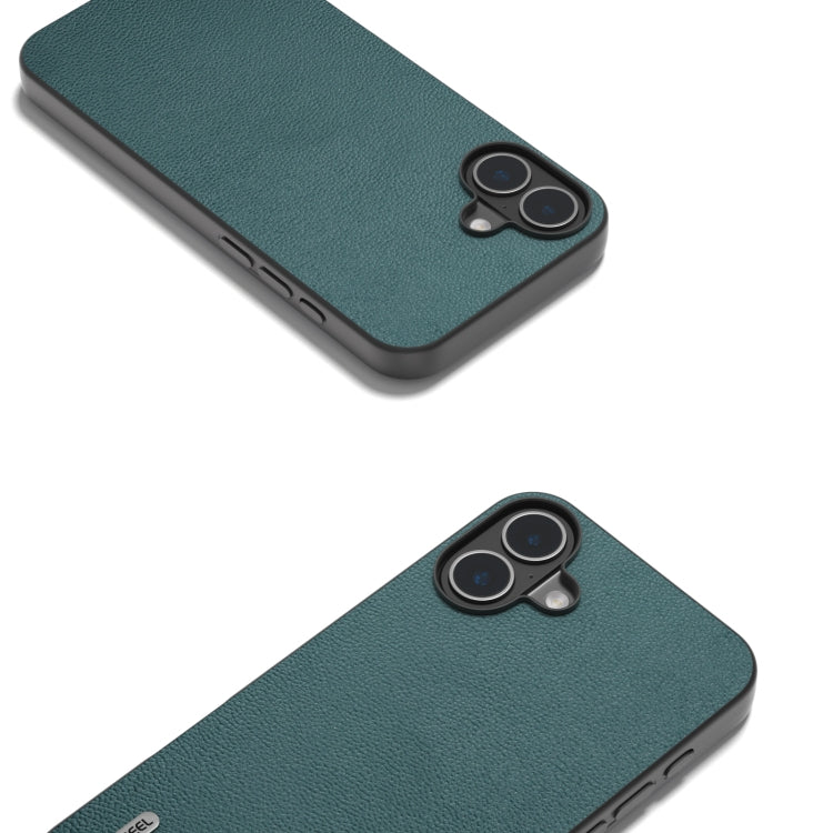 For iPhone 16 ABEEL Genuine Leather Luolai Series Phone Case(Dark Green) - iPhone 16 Cases by PMC TechLife | Online Shopping South Africa | PMC TechLife | Buy Now Pay Later Mobicred