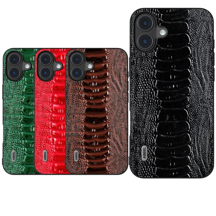 For iPhone 16 ABEEL Genuine Leather Weilai Series Phone Case(Red) - iPhone 16 Cases by PMC TechLife | Online Shopping South Africa | PMC TechLife | Buy Now Pay Later Mobicred