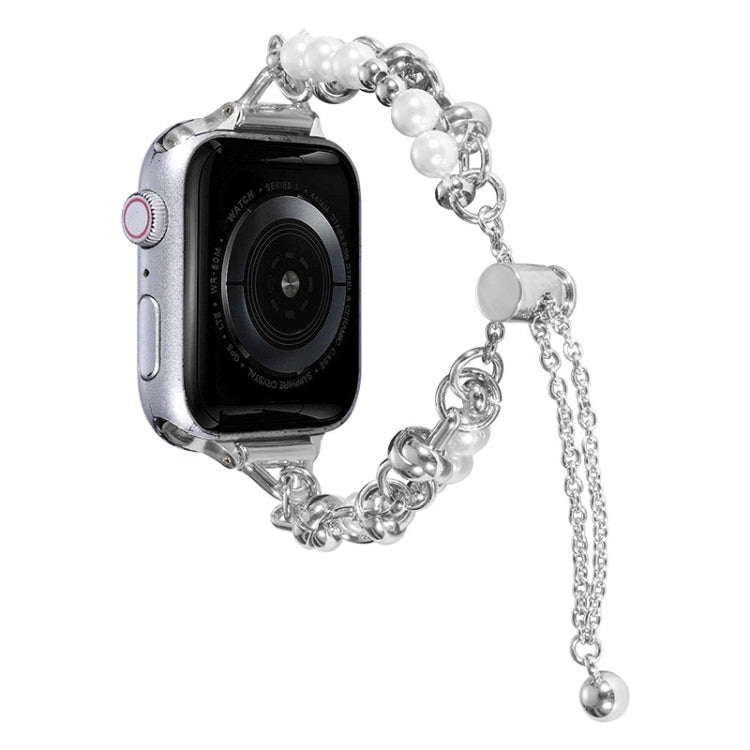 For Apple Watch SE 40mm Pearl Bracelet Metal Watch Band(Silver) - free shipping - PMC TechLife - Order now!