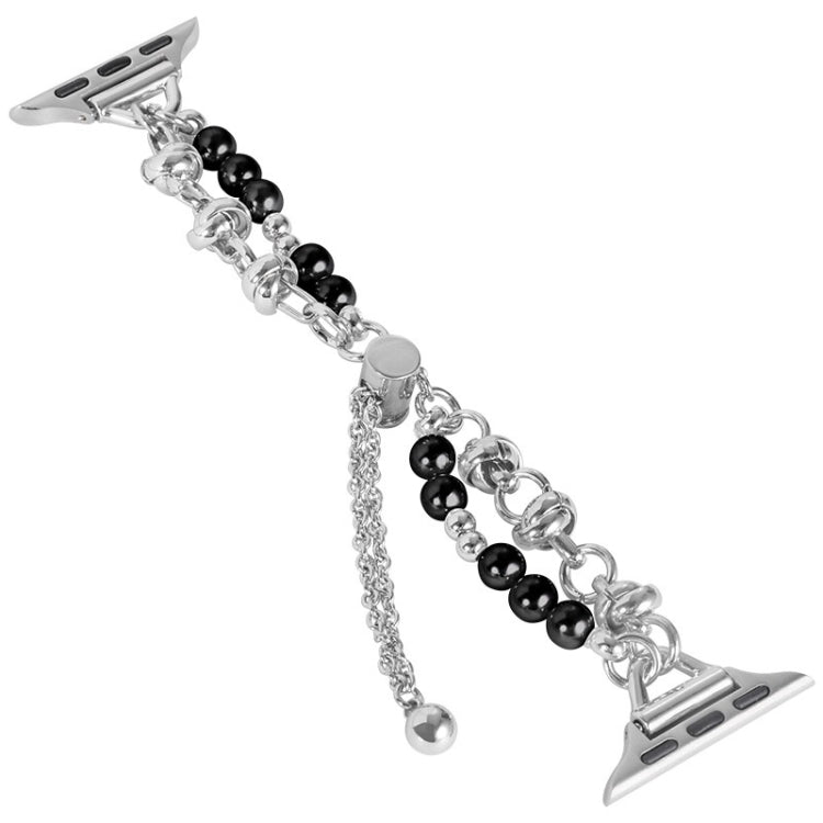 For Apple Watch 6 40mm Pearl Bracelet Metal Watch Band(Silver Black) - free shipping - PMC TechLife - Order now!